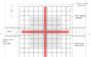 Detalle del recalce de las zapatas